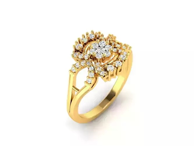 Floral Ring With Diamonds 2