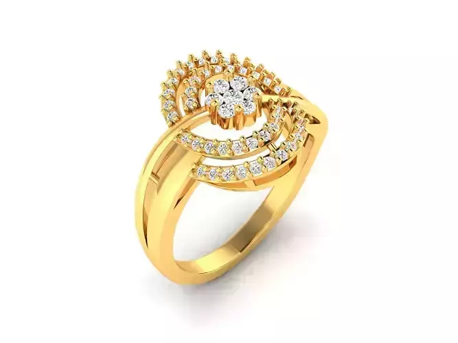 Spiral Gold Ring With Diamonds 24
