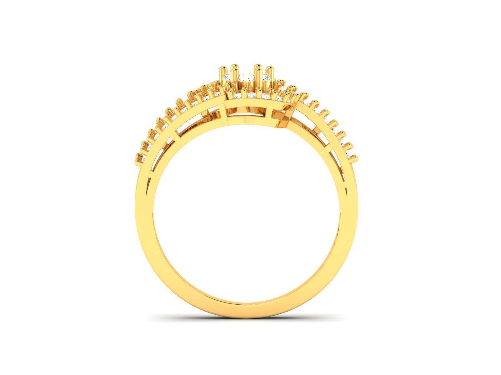 Swirled Gold Ring With Diamonds 15 3D print model_4