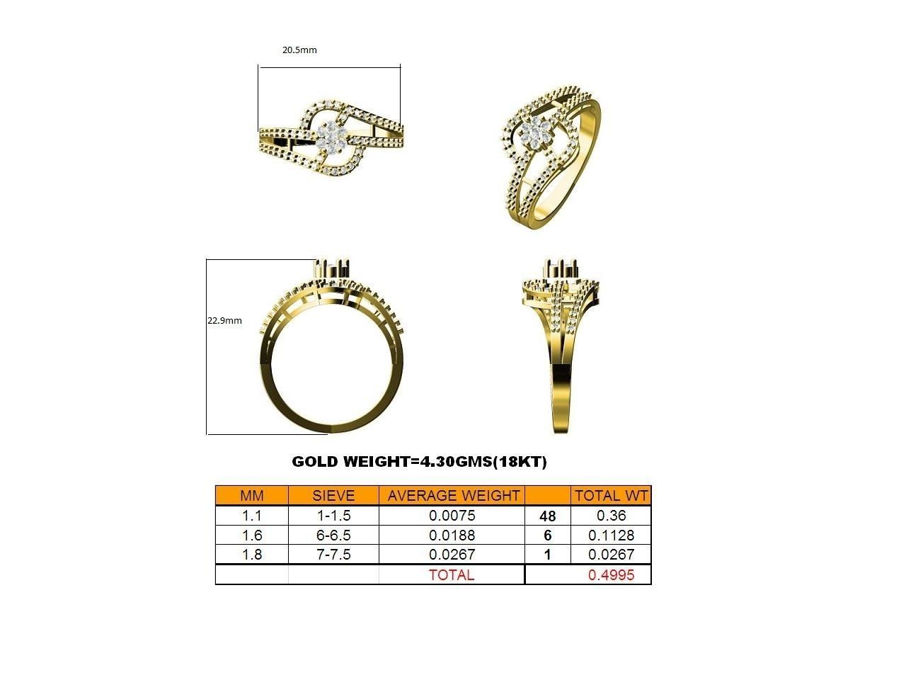 Swirled Gold Ring With Diamonds 15 3D print model_6