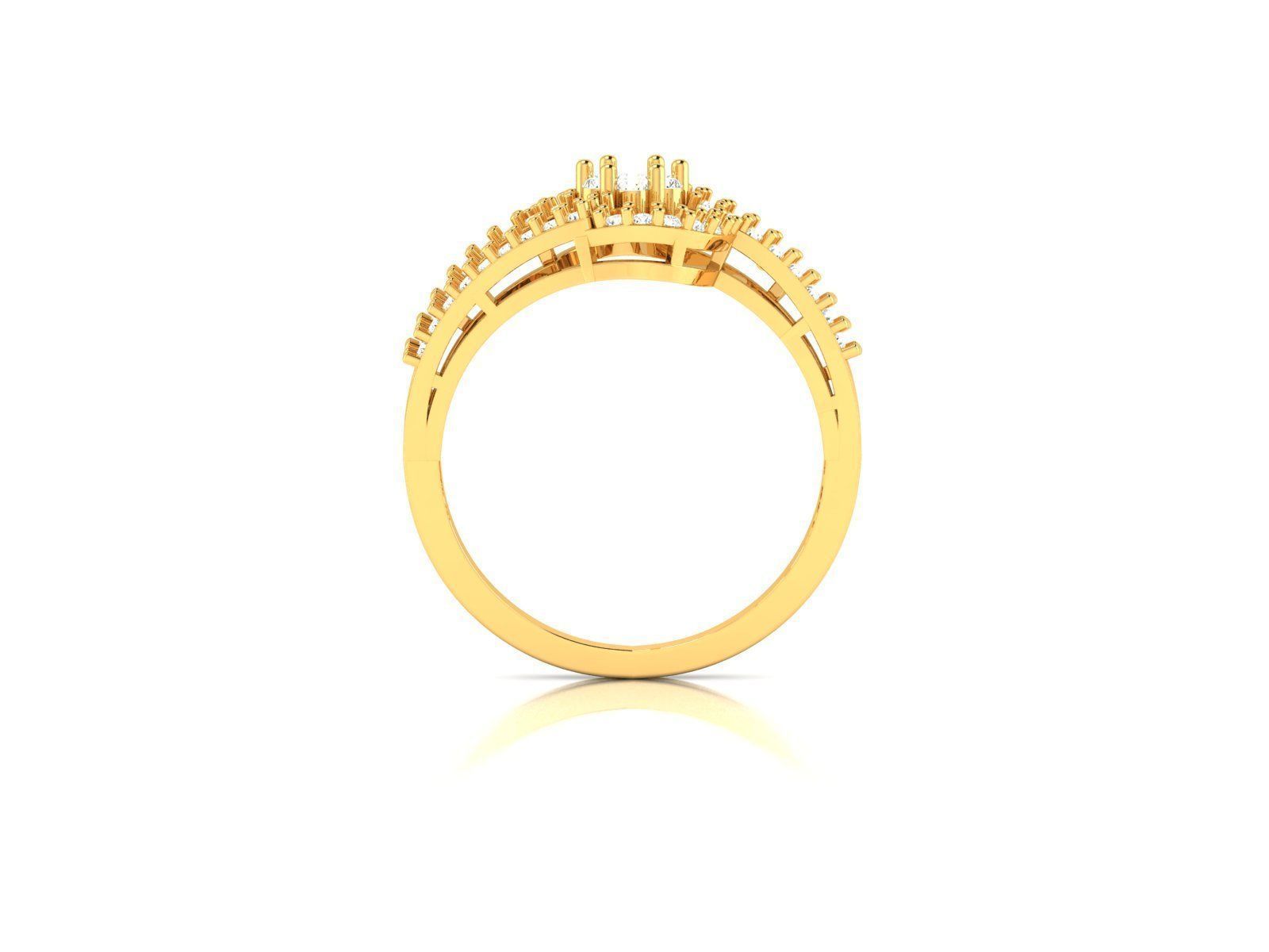 Swirled Gold Ring With Diamonds 15 3D print model_2