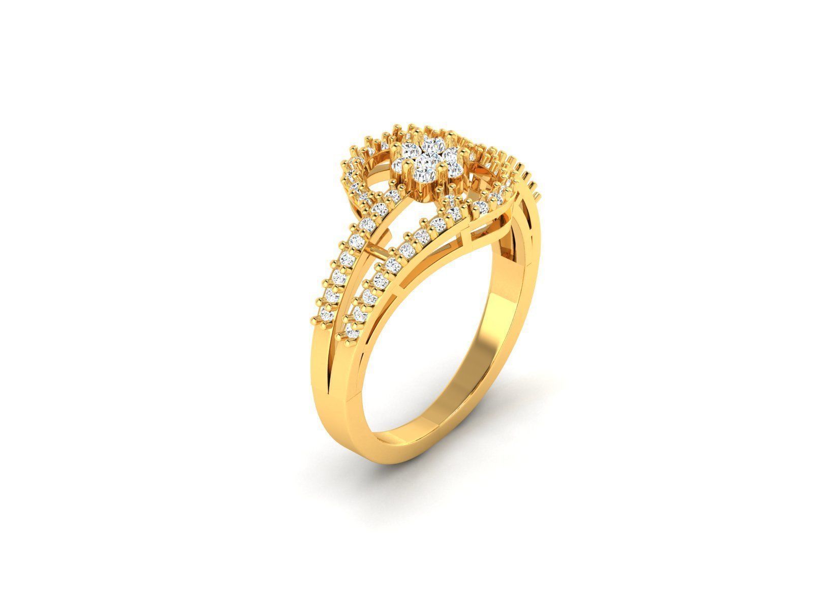 Swirled Gold Ring With Diamonds 15 3D print model_3