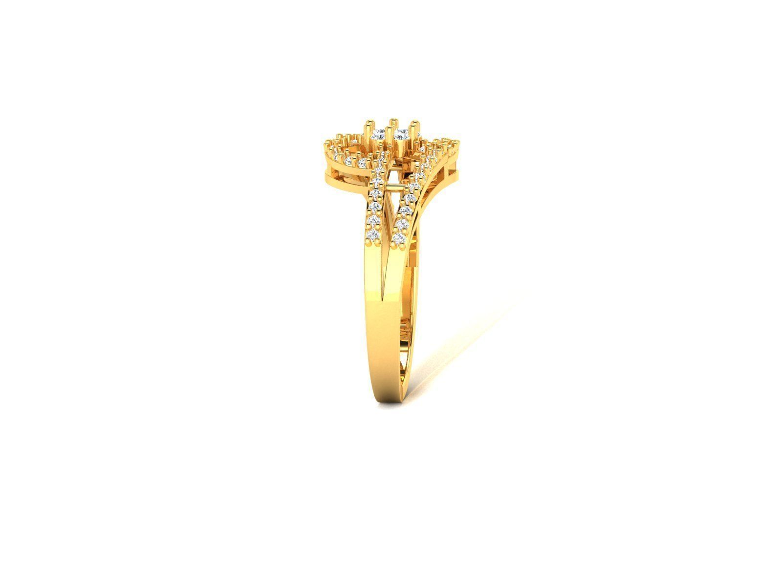 Swirled Gold Ring With Diamonds 15 3D print model_5