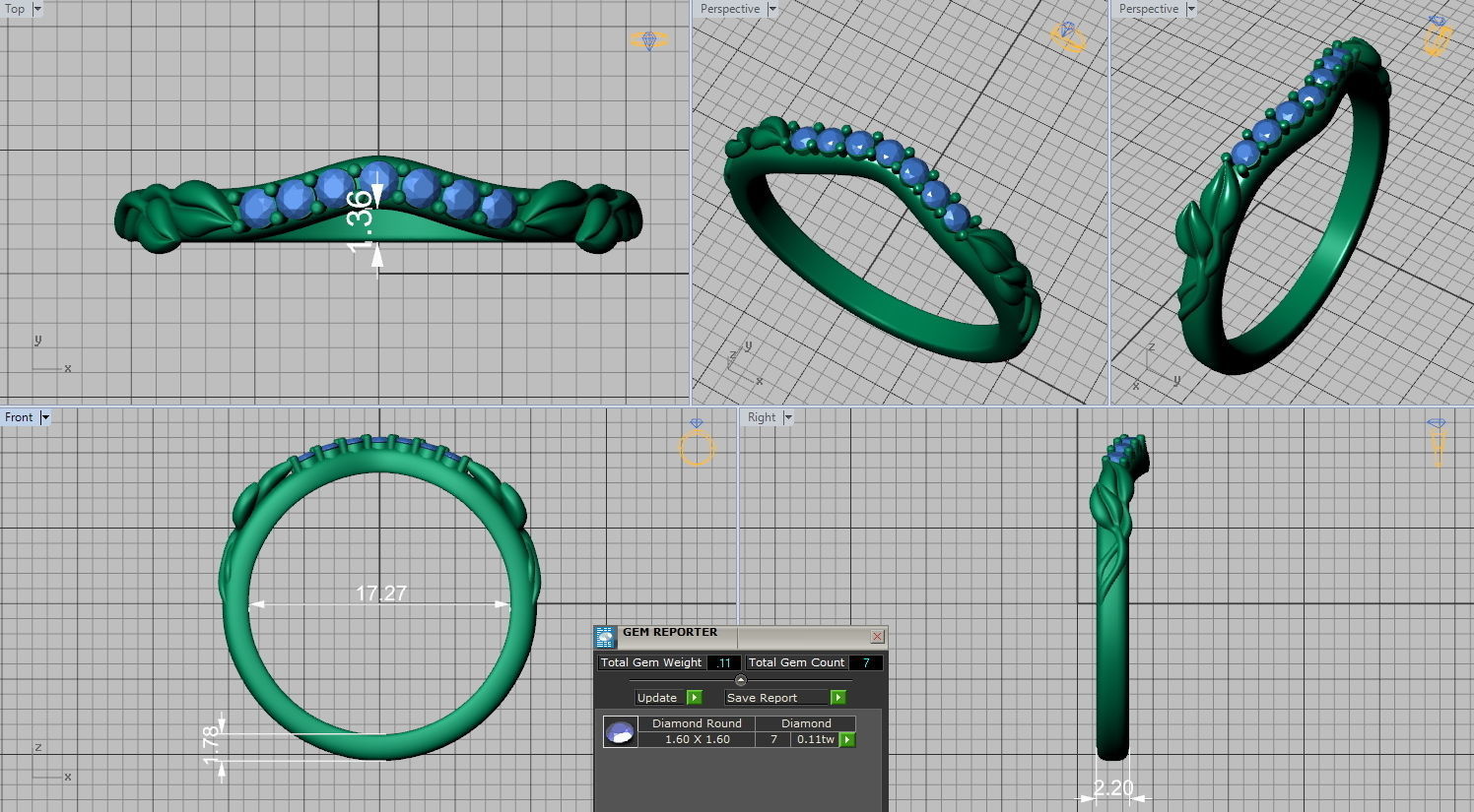 Curved Paradise Leaves band ring Many sizes N0268 3D print model_1