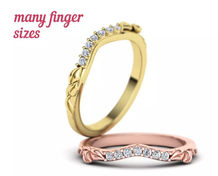 Curved Paradise Leaves band ring Many sizes N0268 3D print model_0