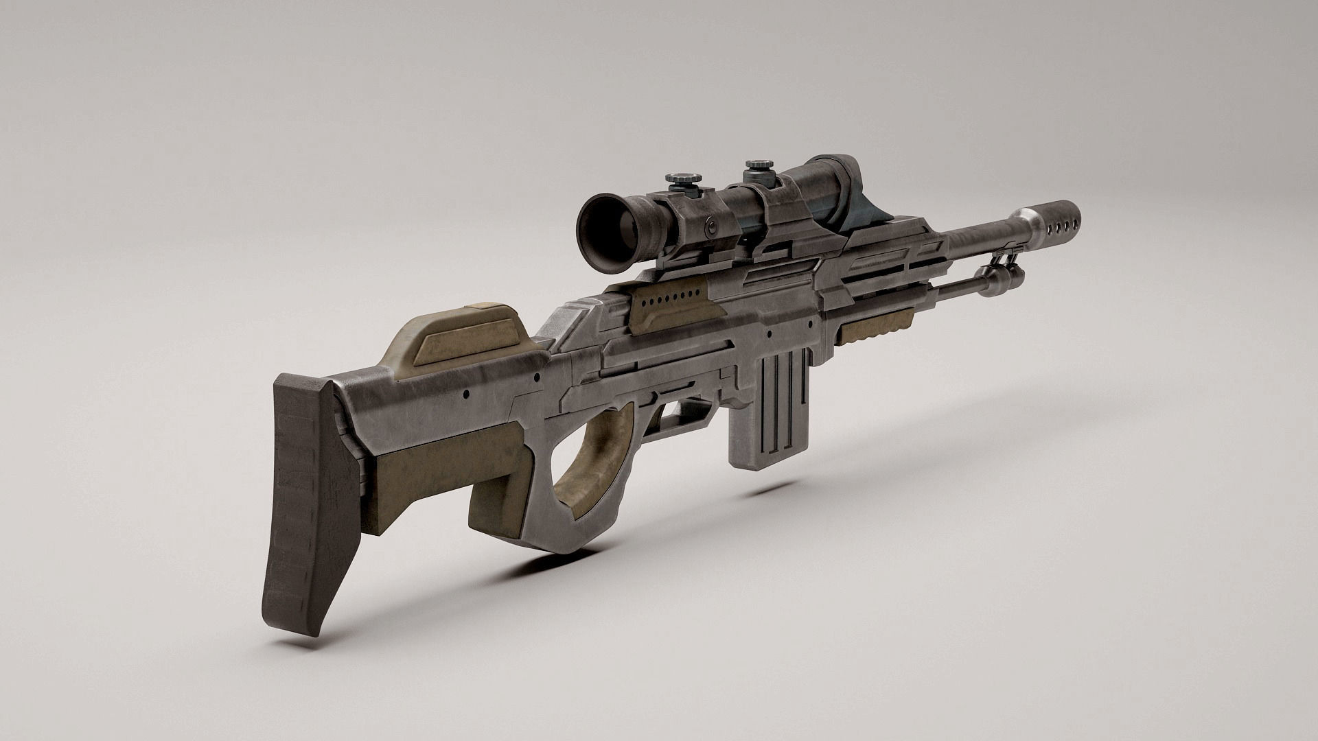 Assault Sci-fi rifle 3D model_2