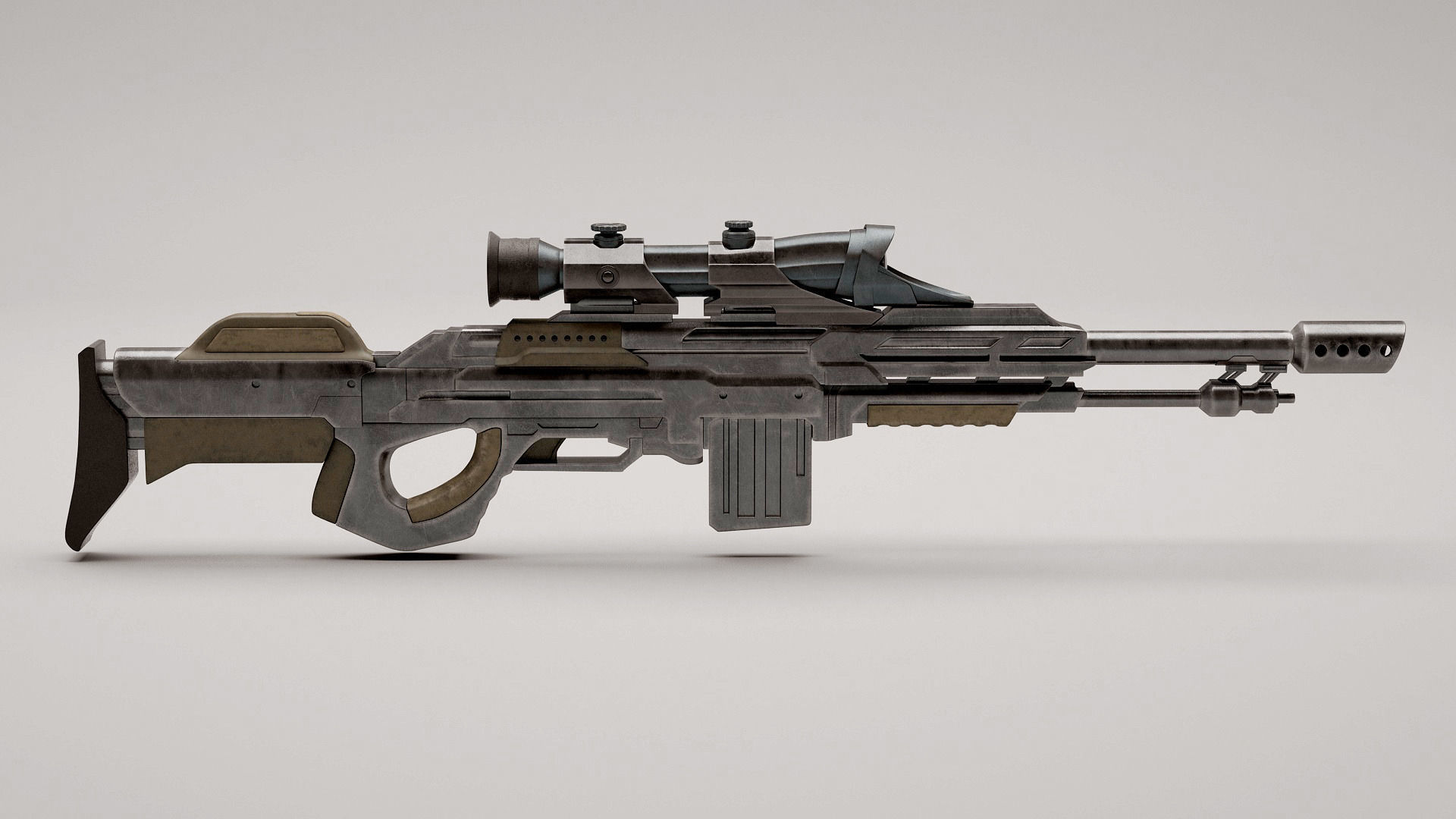 Assault Sci-fi rifle 3D model_1