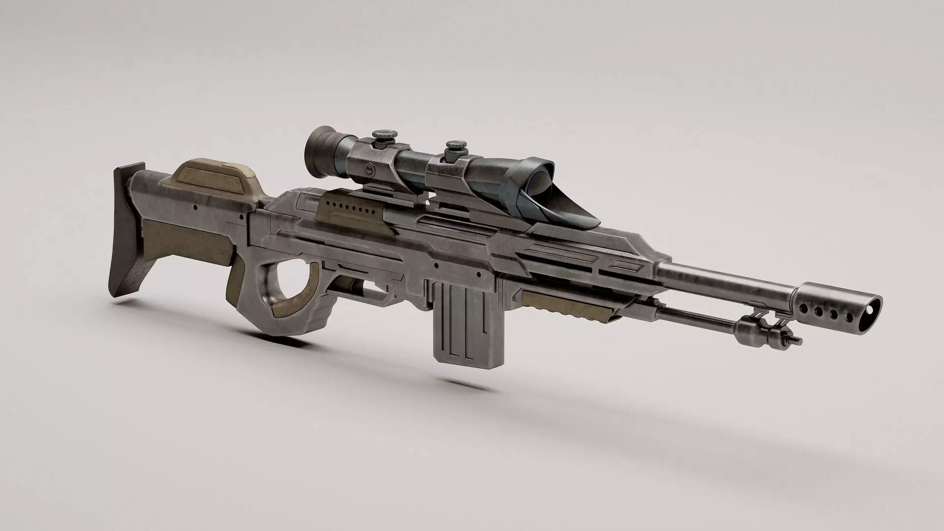Assault Sci-fi rifle 3D model_0