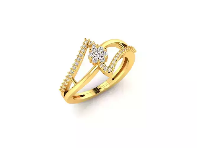 Swirled Gold Ring With Diamonds 17