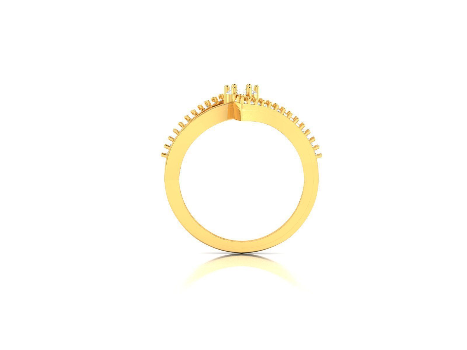 Swirled Gold Ring With Diamonds 17 3D print model_1