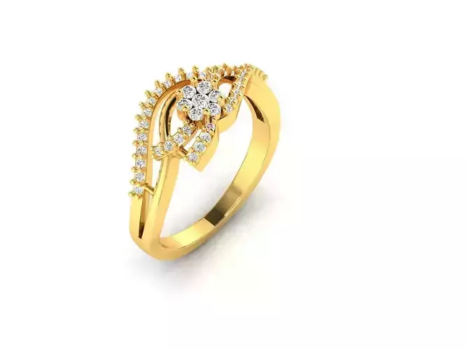 Swirled Gold Ring With Diamonds 18