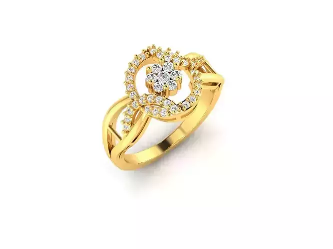 Round Shaped Gold Ring With Diamonds 25