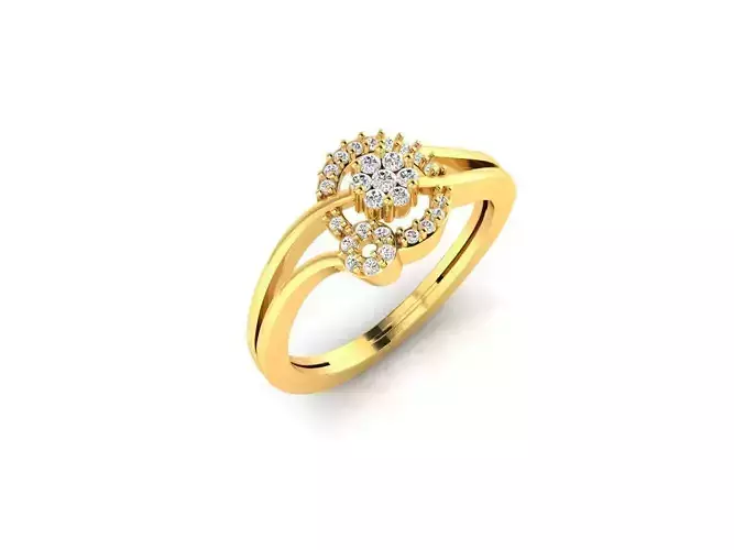 Round Shaped Gold Ring With Diamonds 27