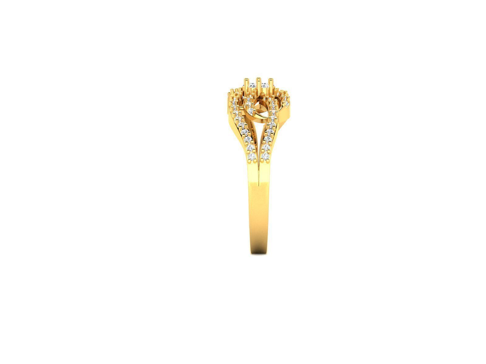 Floral Design Ring With Diamonds 3 3D print model_2