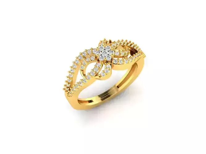 Floral Design Ring With Diamonds 3