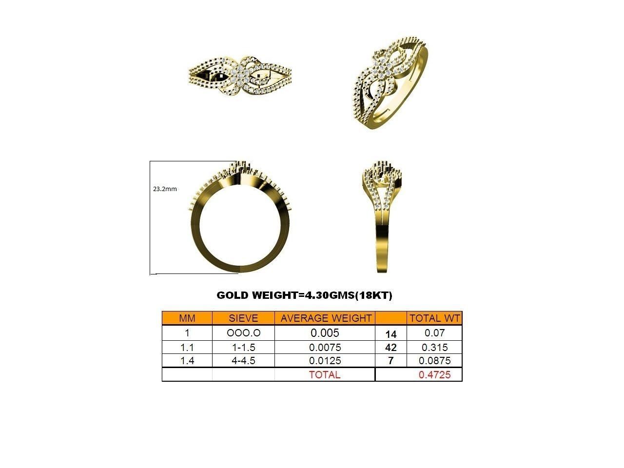 Floral Design Ring With Diamonds 3 3D print model_3