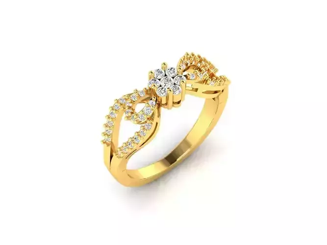 Floral Design Ring With Diamonds 4