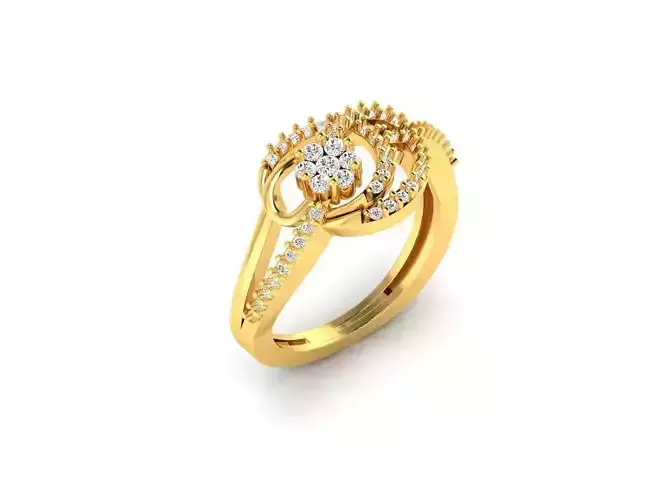 Floral Design Ring With Diamonds 6
