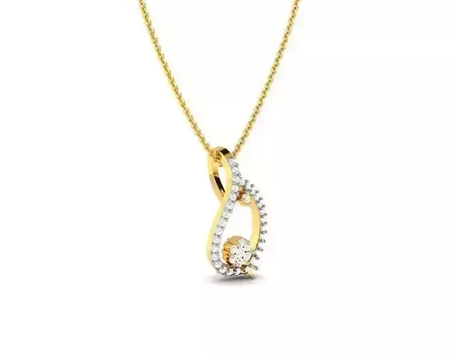 Mango Shaped Gold Pendant With Diamonds 4
