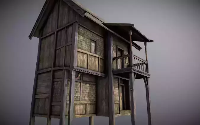 Medieval lake village - House 8 Low-poly 3D model