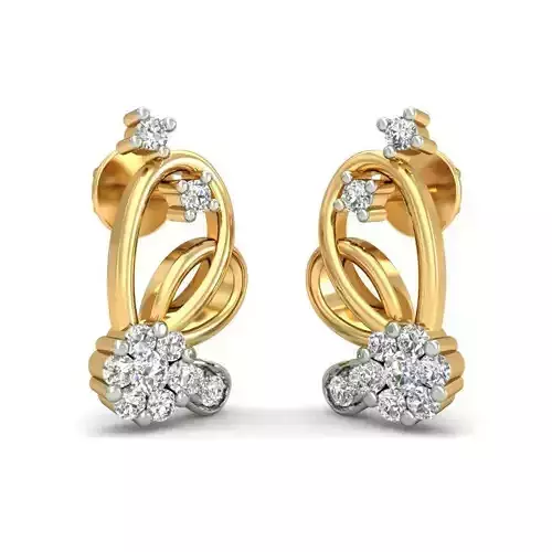 Flower Shaped Pendant and Earrings With Diamonds
