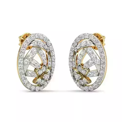 Oval Shaped Pendant and Earrings With Diamonds