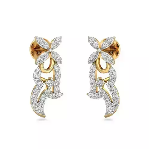 Floral Design Pendant and Earrings With Diamonds 2 3D print model