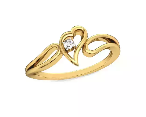 Heart Shaped Gold Ring With Diamonds 2