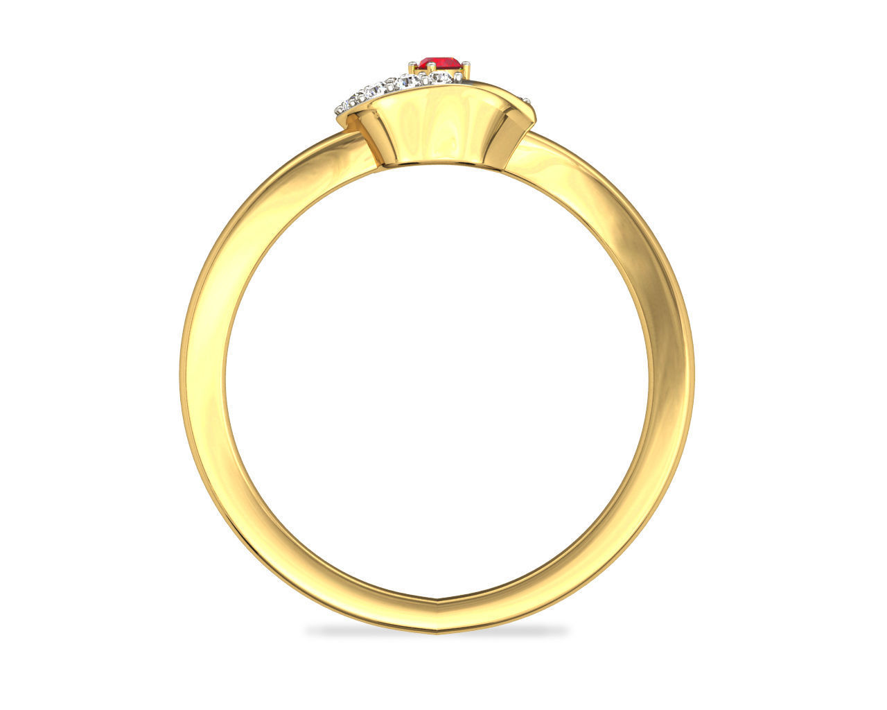 Heart Shaped Gold Ring With Ruby 3D print model_1