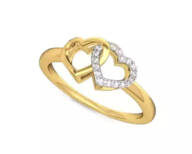 Heart Shaped Gold Ring With Diamonds 6