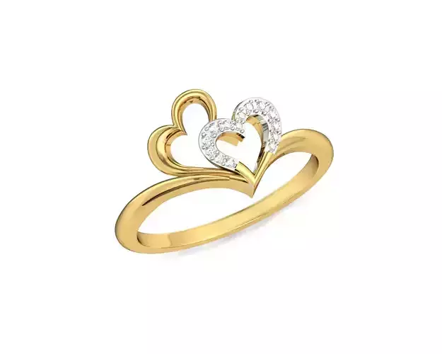 Heart Shaped Gold Ring With Diamonds 7
