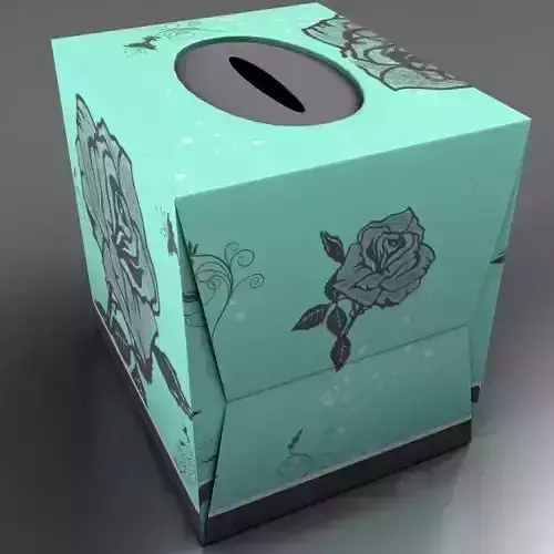 Napkins teal box with rose 3D model