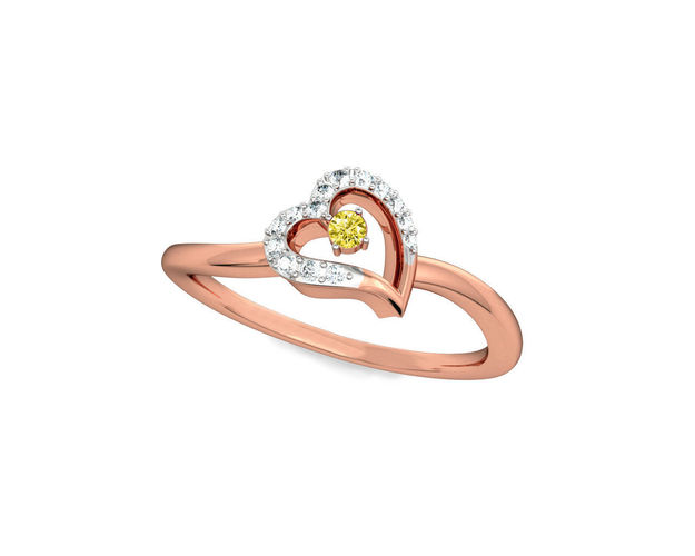 Heart Shaped Rose Gold Ring With Gem 1 3D print model