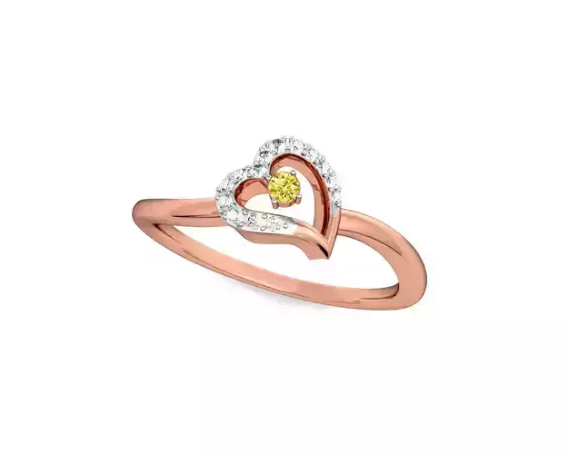 Heart Shaped Rose Gold Ring With Gem 1