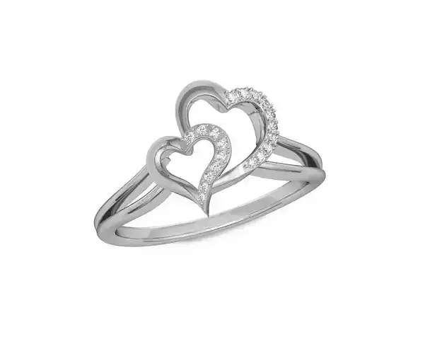 Heart Shaped Silver Ring With Diamonds 11