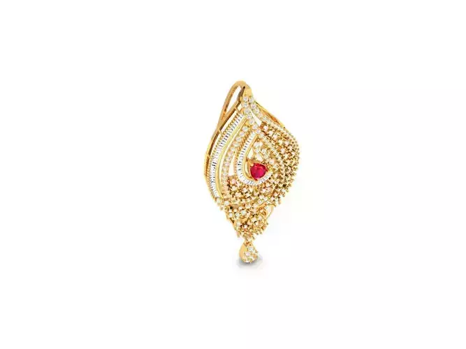 Marquise Shaped Gold Pendant With Ruby