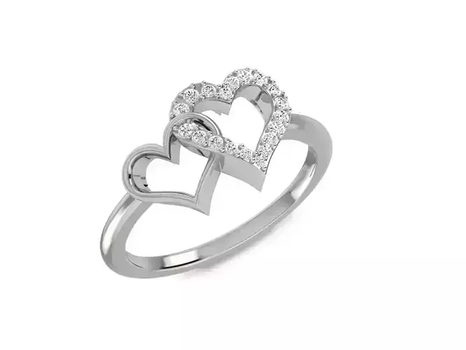 Heart Shaped Silver Ring With Diamonds 13