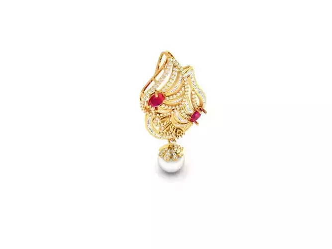 Gold Pendant With Ruby and Pearl 1