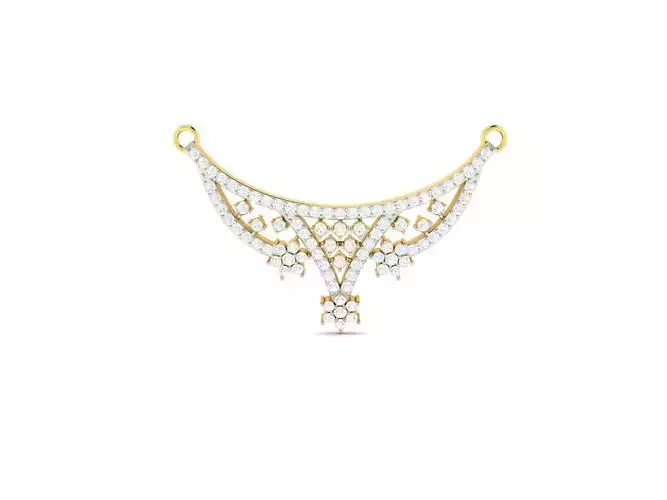 Floral Design Gold Necklace With Diamonds 31 3D print model