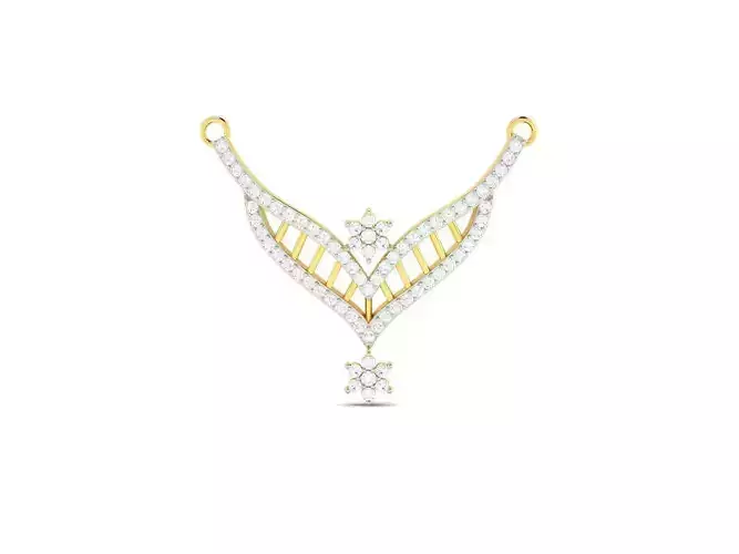 Floral Design Gold Necklace With Diamonds 32 3D print model