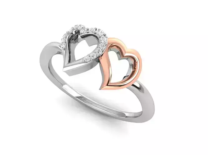 Heart Shaped Silver Ring With Diamonds 15