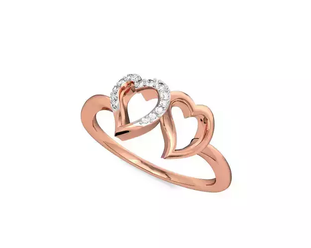 Heart Shaped Rose Gold Ring With Diamonds 2