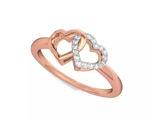 Heart Shaped Rose Gold Ring With Diamonds 3