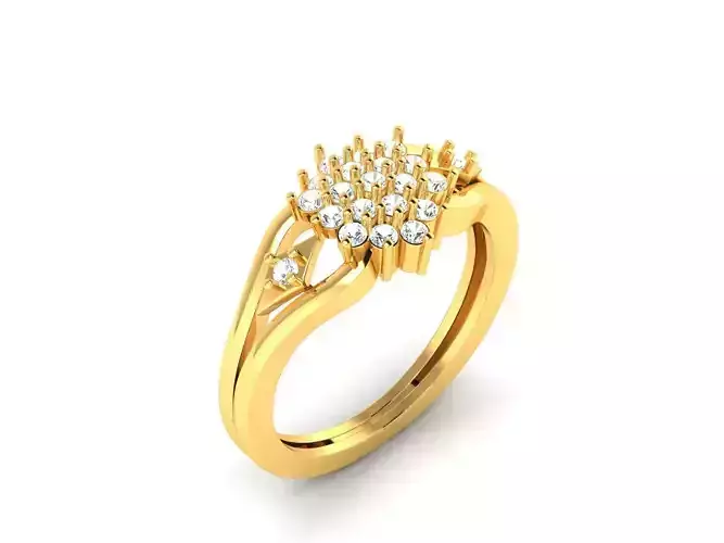 Gold Cluster Ring With Diamonds