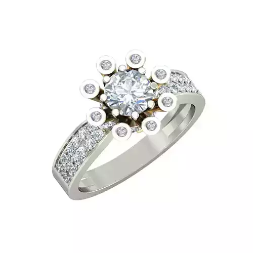 Flower Shaped Side Stone Ring With Diamonds 7