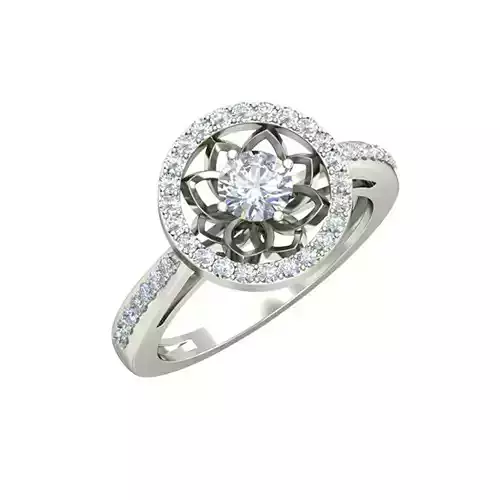 Round Shaped Side Stone Ring With Diamonds