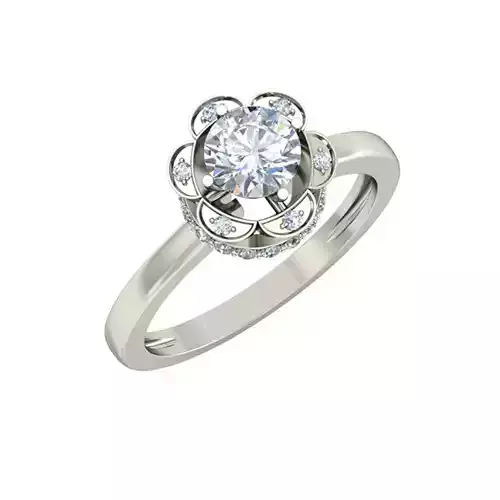 Flower Shaped Silver Ring With Diamonds 18