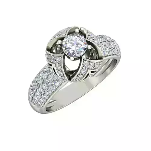 Flower Shaped Side Stone Ring With Diamonds 8