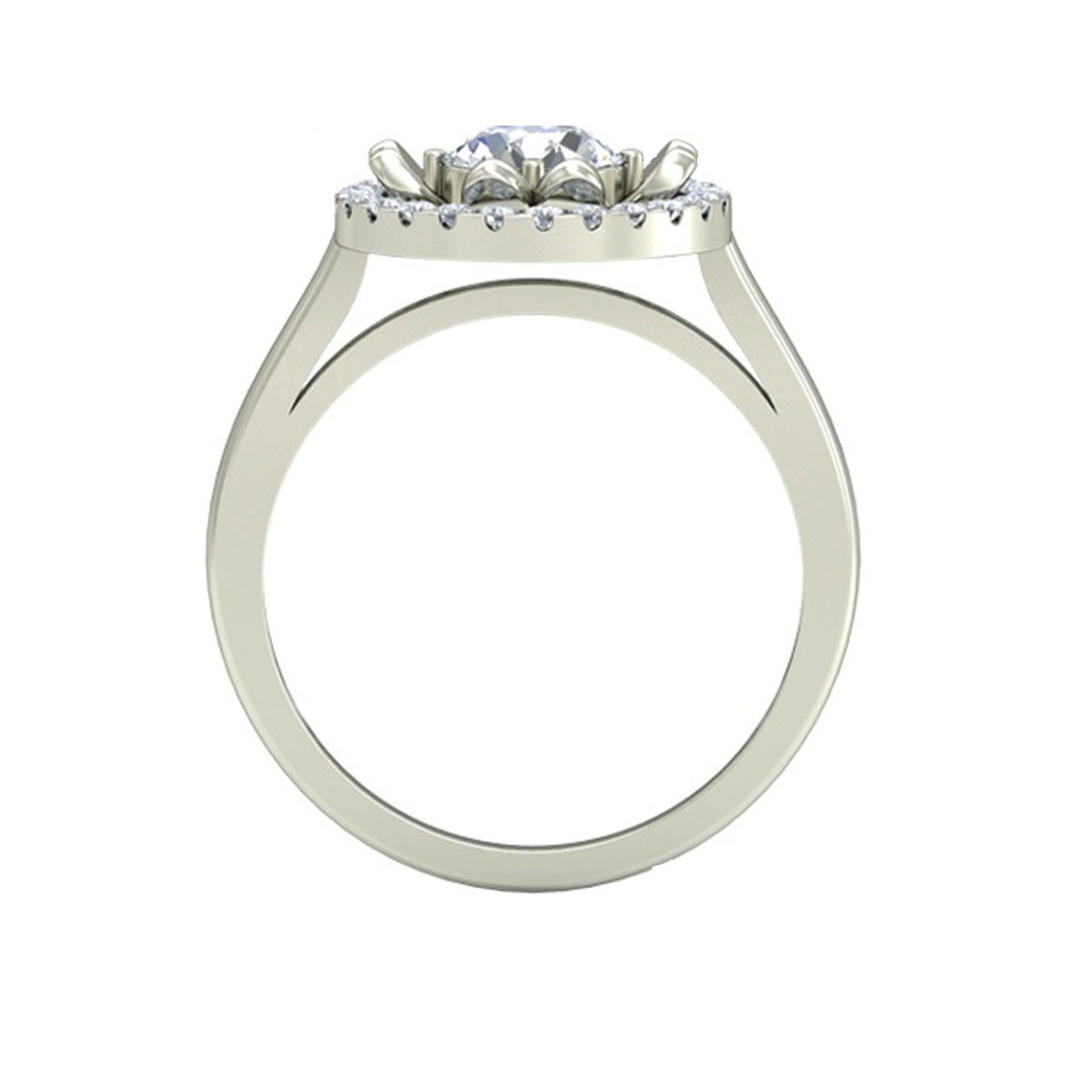 Round Shaped Silver Ring With Diamonds 2 3D print model_3