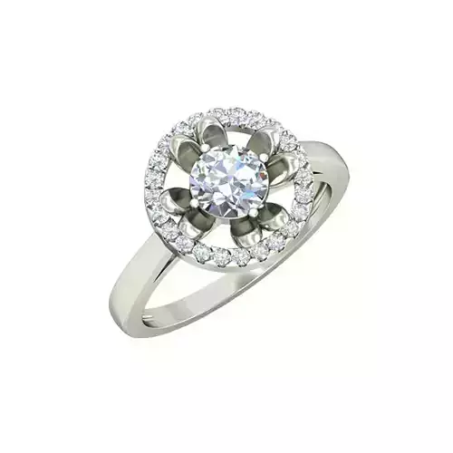 Round Shaped Silver Ring With Diamonds 2